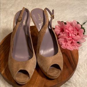 COLE HAAN Open Toe Slingback Platform Heels